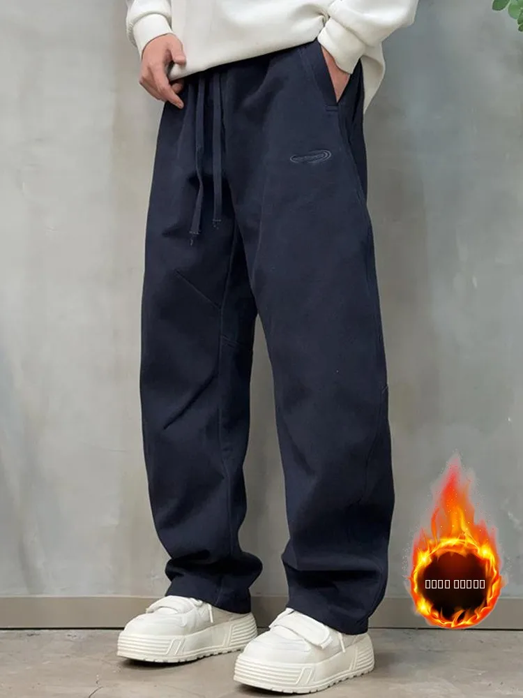 

Мужские зимние утепленные повседневные брюки на флисовой подкладке, свободные широкие брюки молодежного кроя, удобные, теплые, модные, для отдыха