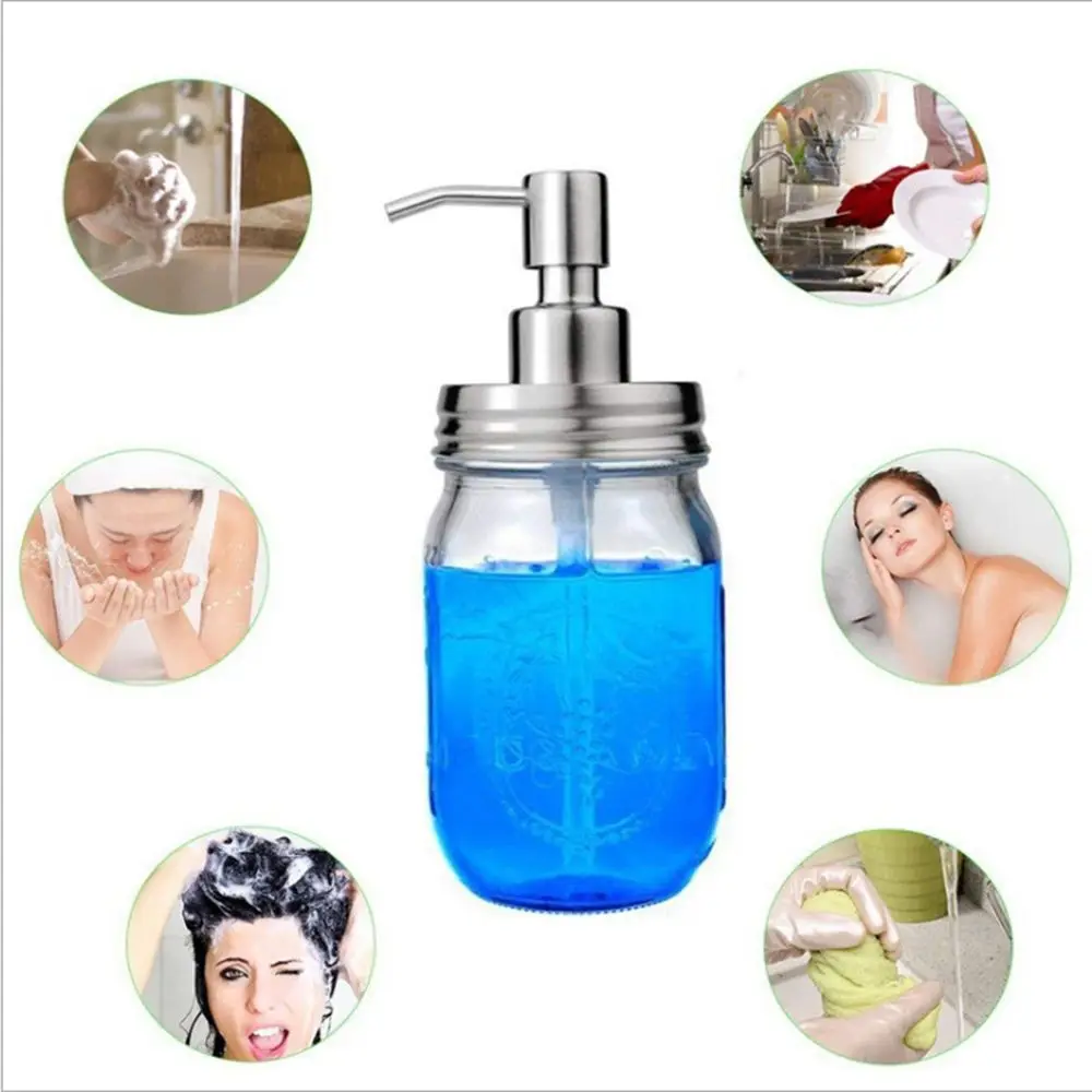 Mason Jar Liquid Soap Dispenser Lids Pump Sealing Stainless Steel Bottles Lid For Regular Mouth Canning Lids Jar Caps