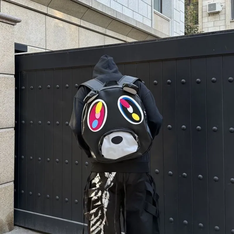 حقيبة ظهر JIAERDI لطيفة ومضحكة على شكل دب أسود للجنسين حقيبة مدرسية ذات سعة كبيرة إبداعية وفريدة من نوعها على الموضة Mochilas Mujer