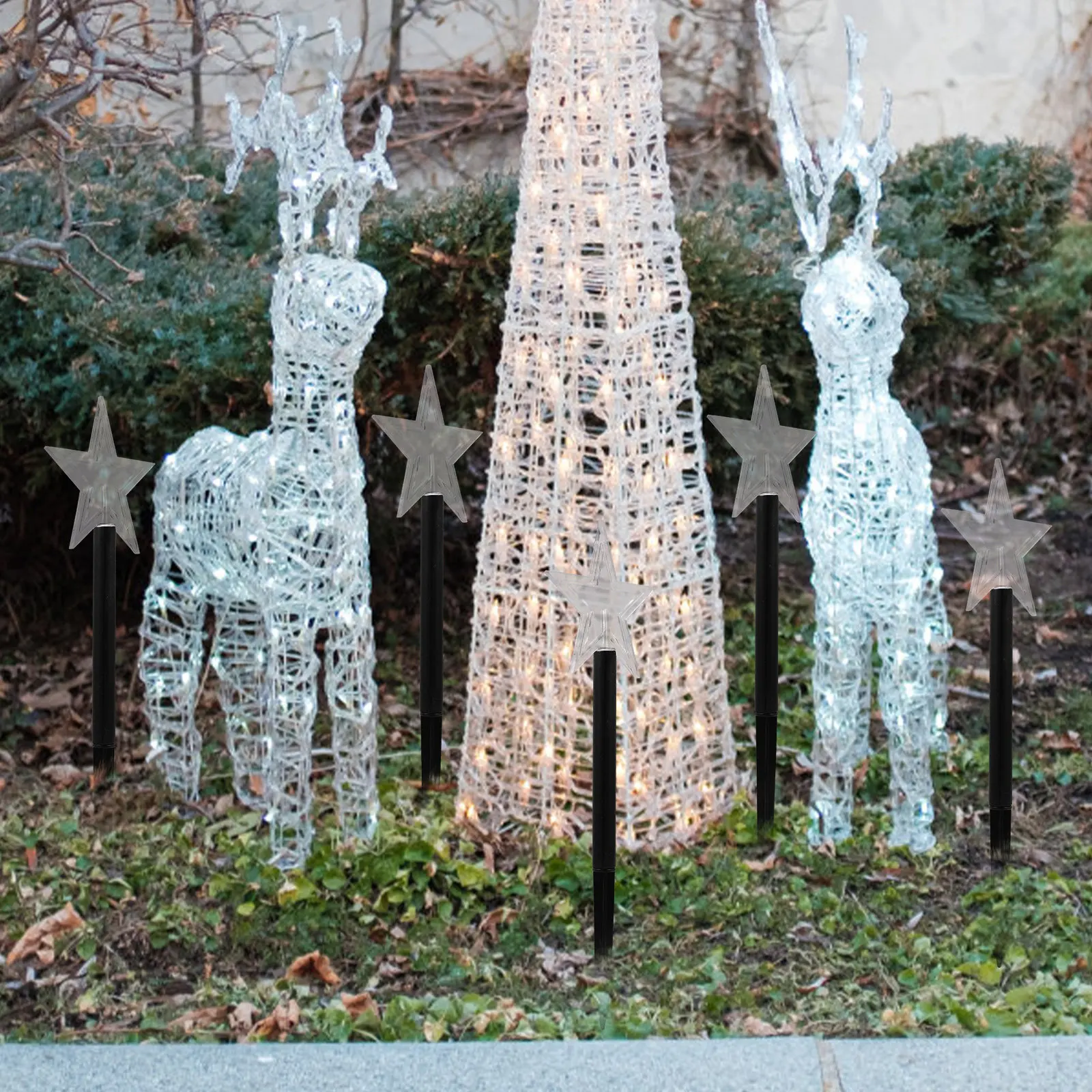 

5 шт. солнечных светильников для рождественской елки, аксессуары для уличного садового декора, праздничные новогодние украшения, аксессуары для солнечных ламп