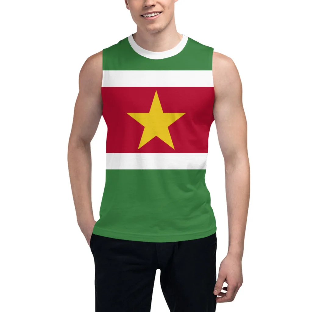 

Sleeveless T-shirt Suriname Flag 3D Men's Boys Tshirt Gyms Tank Tops Fitness Joggers Basketball Training Vest
