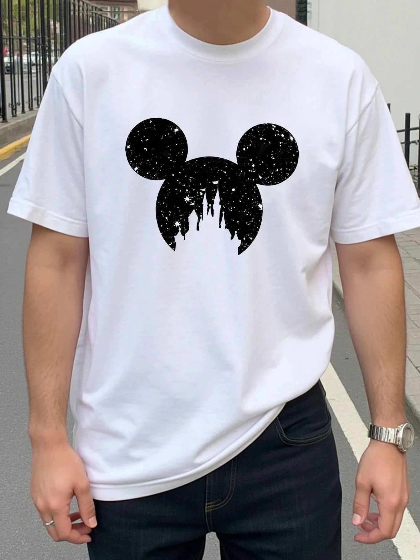 

Mickey Halloween Couple Shirt Disneyland Mickey Horror Party 2025 Shirt Minnie Halloween Cotton T-shirt Disney Cartoon Top Tees