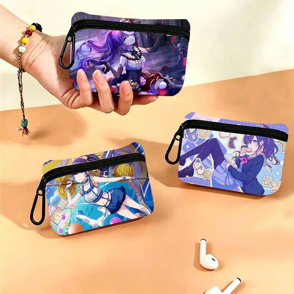 Mafuyu Asahina Anime P-Project Oxford Fabric Wallet With Zipper Hanging Multifunctional Bag For Credit Cards Keys Coins