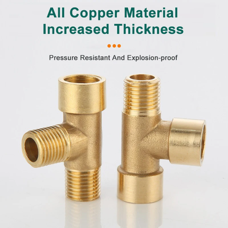 High Quality Copper T-shaped Connector Male/Female - G1/8、G1/4、G3/8、G1/2、G3/4、G1 Copper Three-way Connector