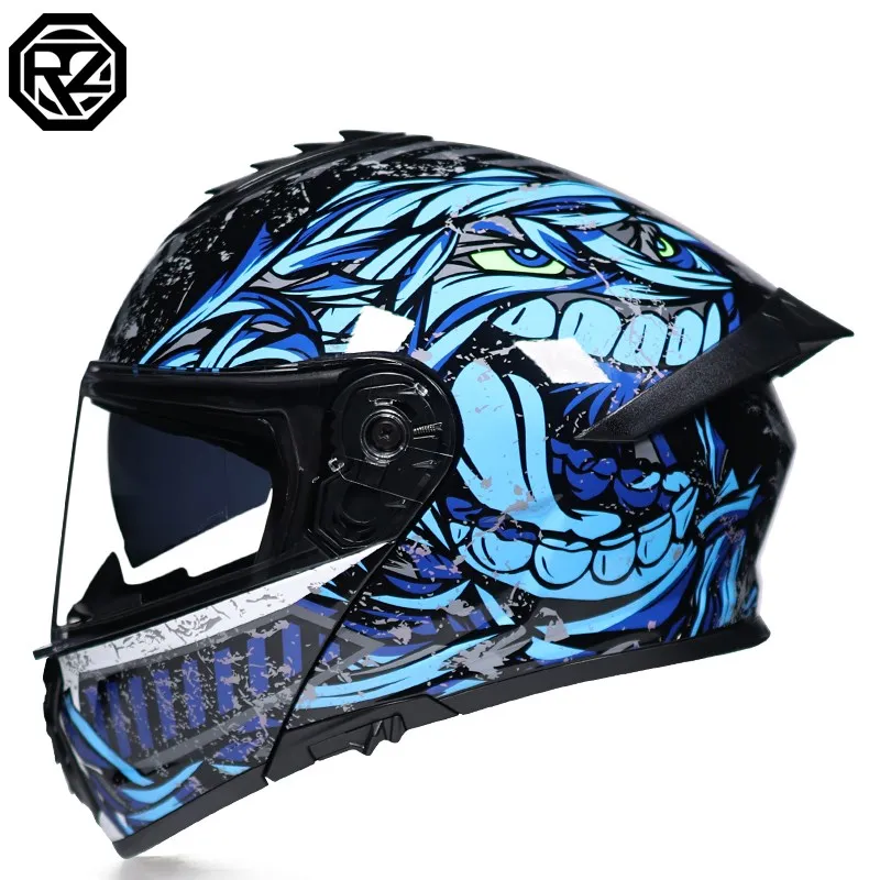 Motorcycle helmet, double lens helmet, big tail, motorcycle racing helmet, running helmet, men and women M-3XL