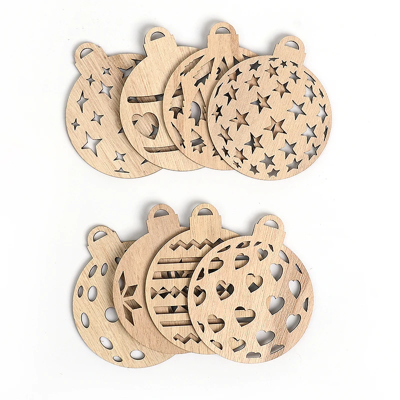 

8/10Pcs Wooden Christmas Ball Hanging Pendant Ornament Xmas Tree Decor For Home Christmas Party Decoration New Year Gift Navidad