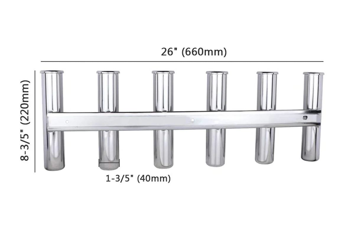 Soporte de caña de pescar de acero inoxidable, accesorios para barcos, estante de vaina de 6 tubos para yate marino, novedad