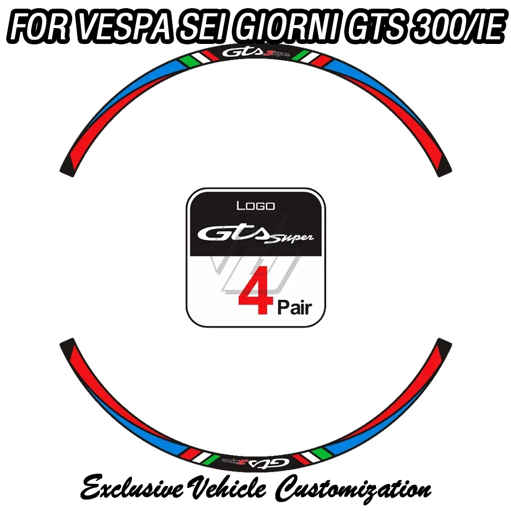 

For Vespa Sei Giorni GTS 300 300ie Travel 12 Inch Wheel Reflective Sticker Kit