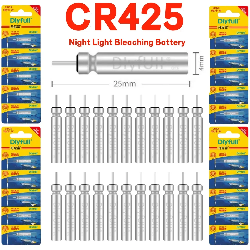 5-100PCS CR425 Fishing Float Battery , High Brightness Night Fishing Luminous Battery for Electronic Floats Tackle Accessories