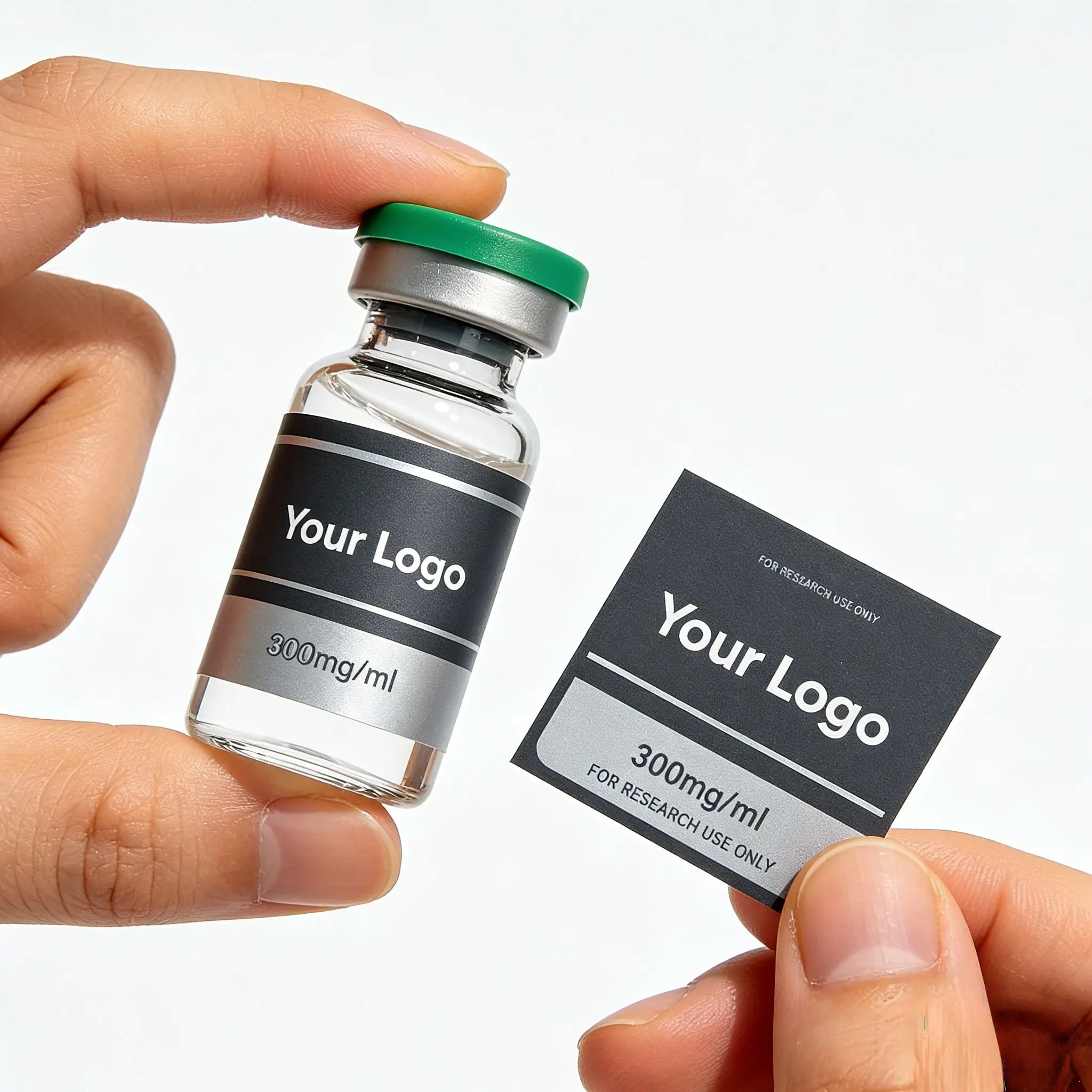 Waterproof Vinyl Self Adhesive Labels Custom Printed Logo,Factory Roll Pack Stickers for Peptide Glass Vials