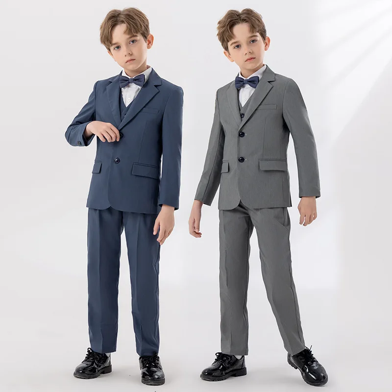 

Spring Autumn Formal Boy Suit for Weddings Children Party Host Costume Wholesale Clothing 3 Pieces/Set Blazer Vest Pants