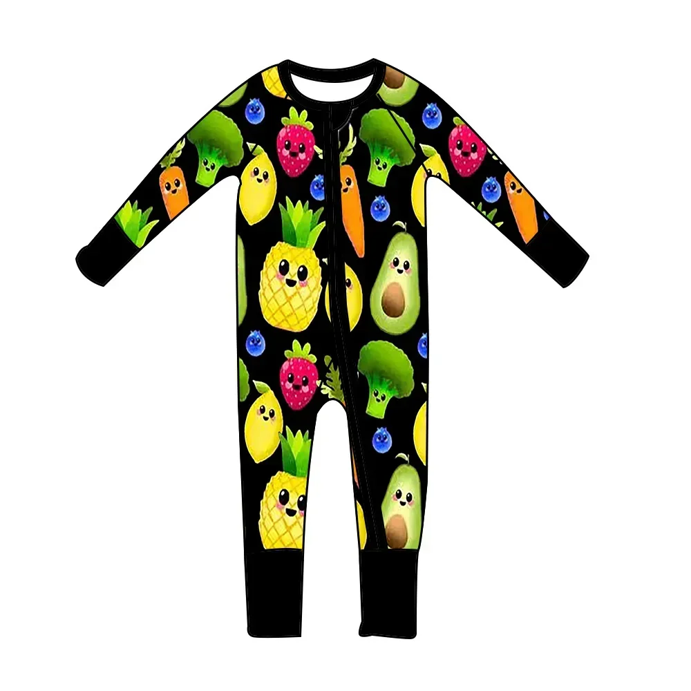 Cute Newborn Sleepwear Vegetable and Fruit Print Pajamas Set Infant Boys and Girls Pajamas Sibling Set