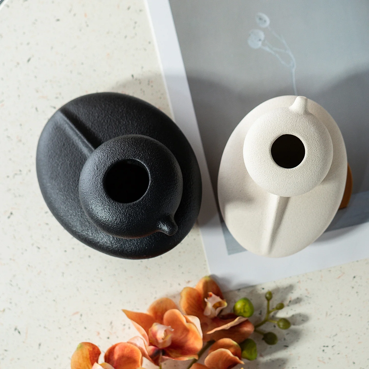 Modern Nordic Ceramic Vase Minimalist Home Decor Flower Arrangement for Living Room Shelf