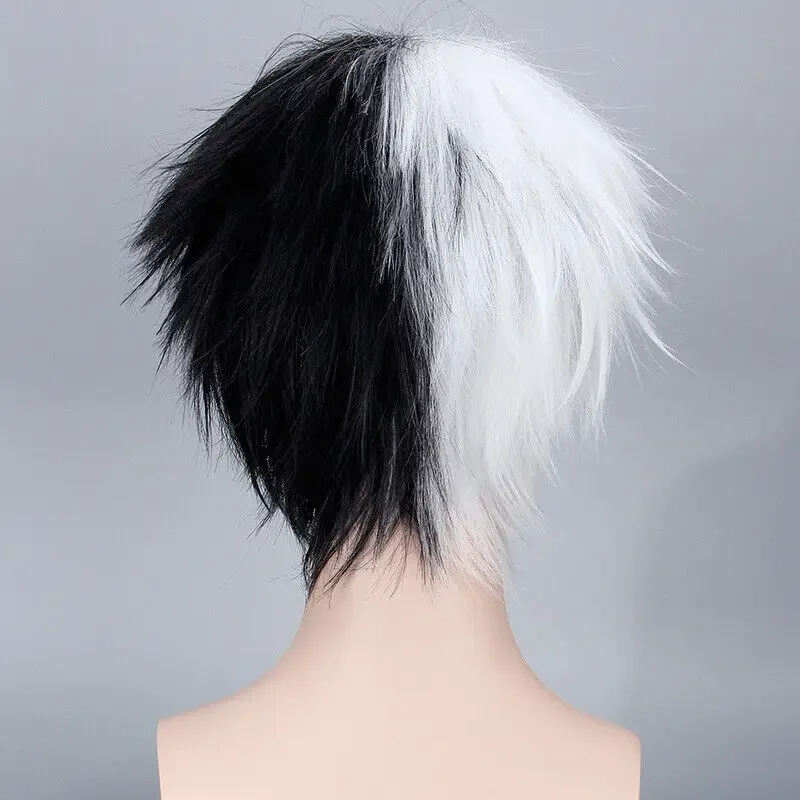 Black White Cosplay Anime Party Hair Wig Heat Resistant