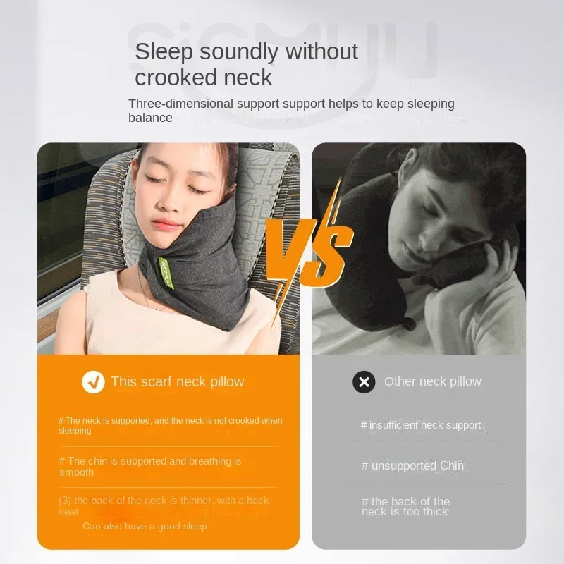 Memory Foam Travel Pillow Neck Support Cushion with Washable Cover for Plane Train and Car  Pillows for Sleeping