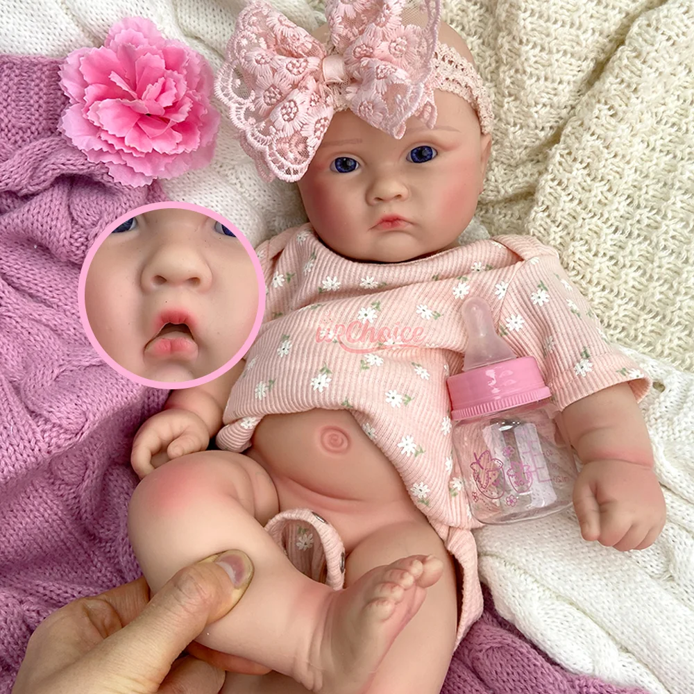 Bocca aperta 18 "fatta a mano in silicone rinato bambina ponderata 6 libbre paffuta 3D dipinta bambola appena nata per regali di compleanno per artisti spagnoli