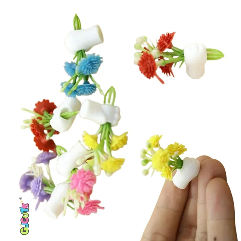 

2Pcs 1/12 Dollhouse Miniature Handheld Flower Model Simulation Wall Hanging Flower Doll House Decor Accessories Pretend Play Toy