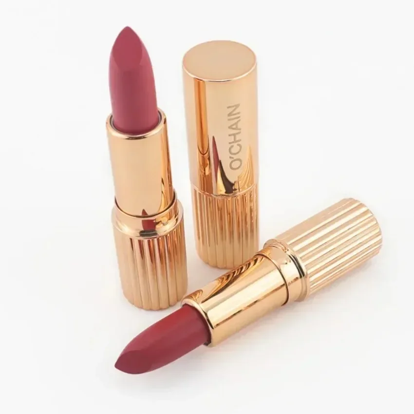 Private Label 24colors Gold Tube Lipstick Natural Long Lasting Moisturizing Non Fading Easy To Apply Bulk Makeup Custom