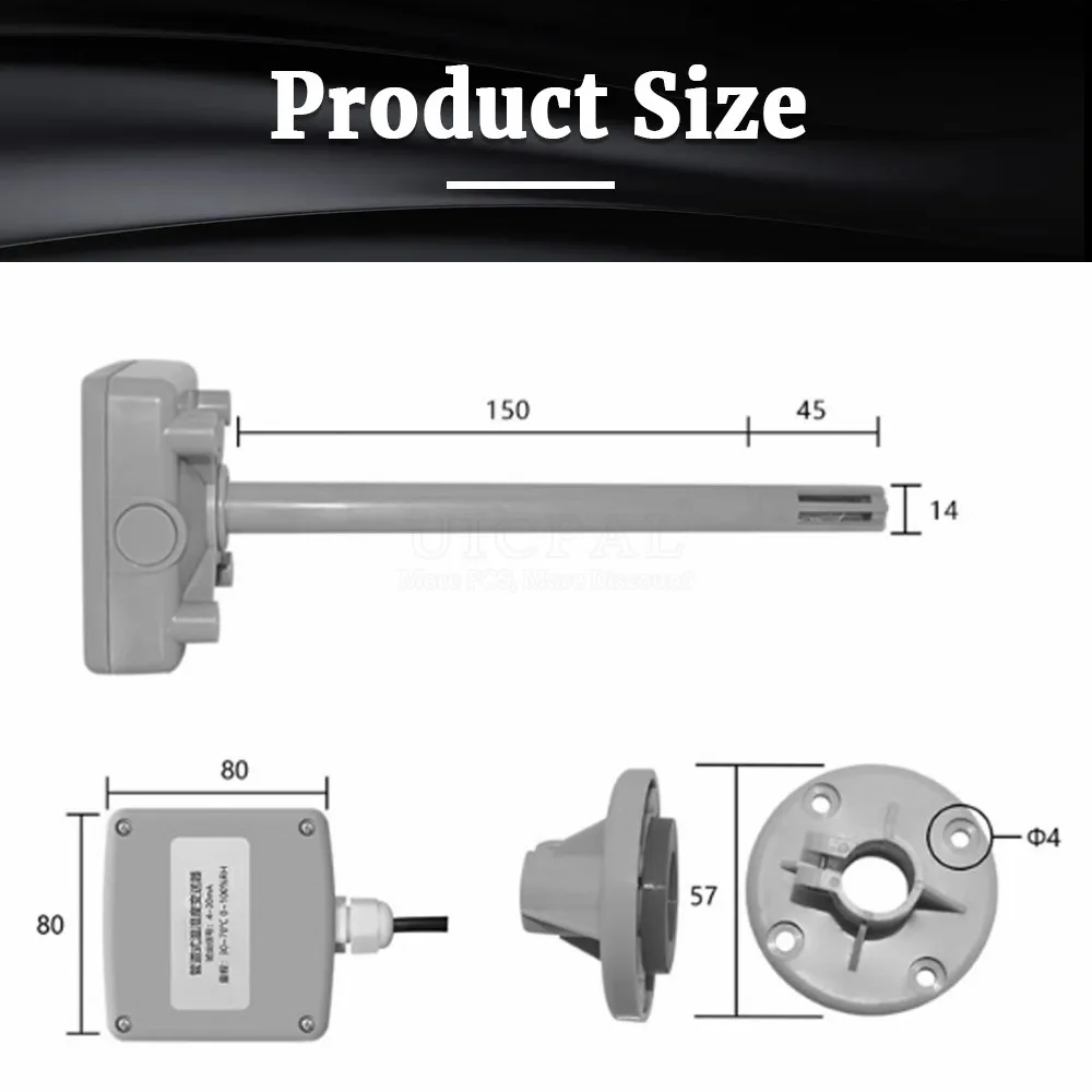 Pipe Temperature and Humidity Sensor High Precision Temperature Hygrometer Transmitters RS485 0-2V 0-5V 0-10V 4-20MA Output