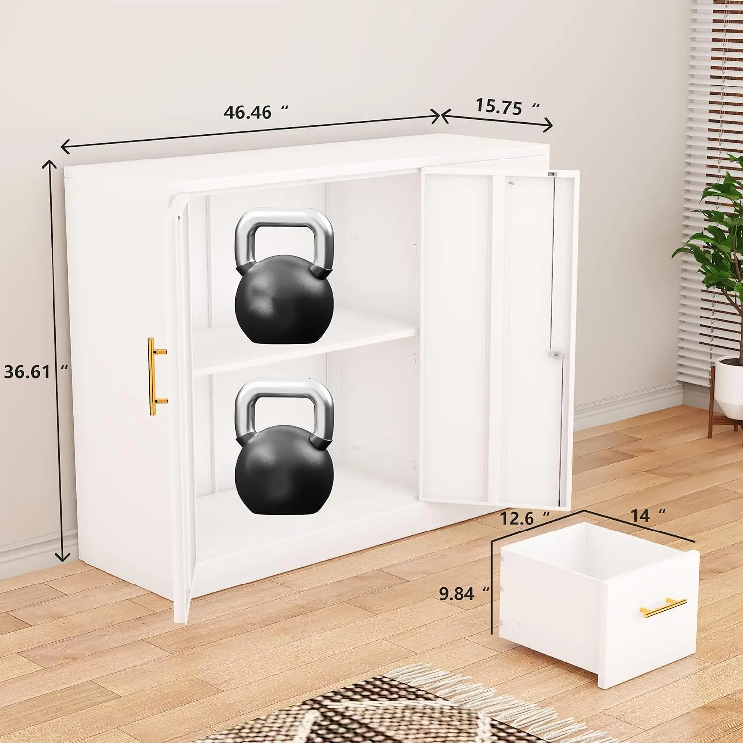Metal Sideboard Cabinet with 3 Drawers & Shelf, Locking Steel Storage Cupboard for Office Dining Living Room Kitchen, Customized