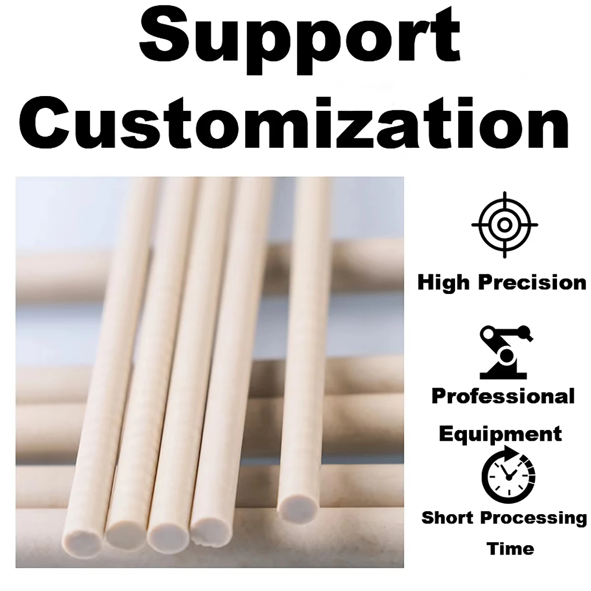High Temperature Resistant PEEK Rod Polyetheretherketone Bar Special Engineering Plastic Precision Part Length 200/300/500mm