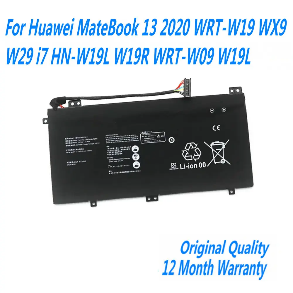 

New HB4593J6ECW Laptop Battery Huawei MateBook 13 2020 WRT-W19 WX9 W29 i7 HN-W19L W19R WRT-W09 W19L Notebook 11.4V 3660mAh