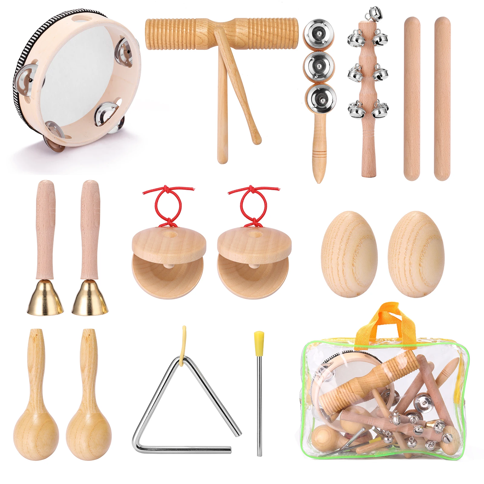 

11pcs Children Hand Percussion Instruments Kit Portable Kids Music Enlightenment Musical Instruments Set