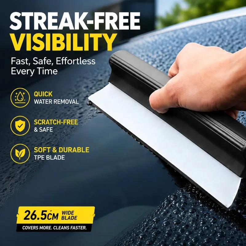 Soft Rubber Water Sweeper Car Washing Gear Wipe Wet Residues Mirror Sunroof Door Paint-Friendly Non-Abrasive Compact Reusable
