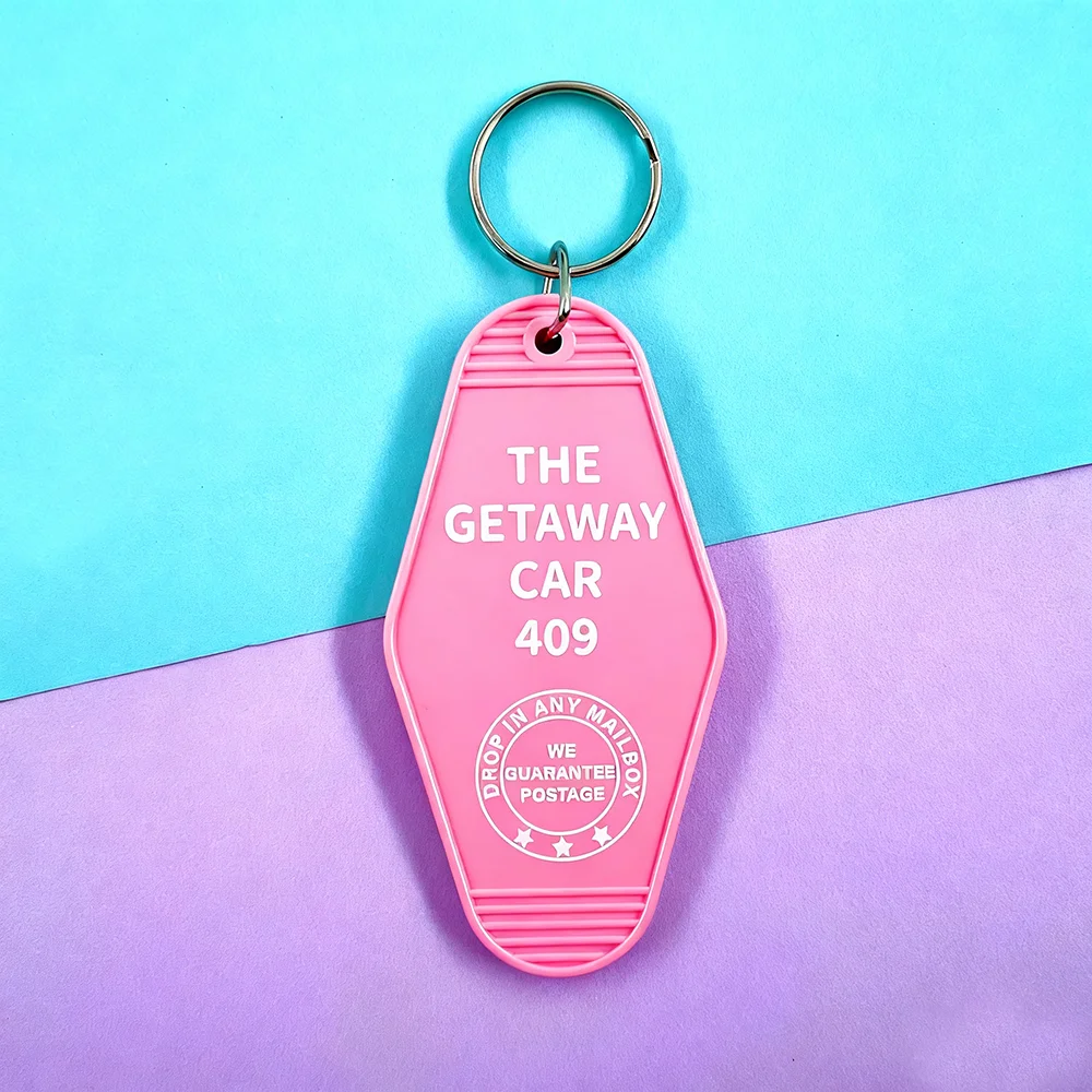 Creative Pink Getaway Car 409 Motel Keychain Retro-Style Key Ring Key Holder Pendant Accessory Fan Merchandise