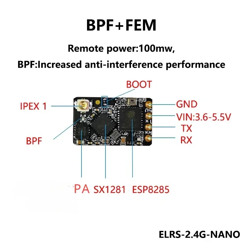 10PCS ELRS 2.4GHz NANO ExpressLRS Long Range ELRS Receiver BETAFPV NANO 2400 RX For RC FPV Long Range Racing Drone Airplane