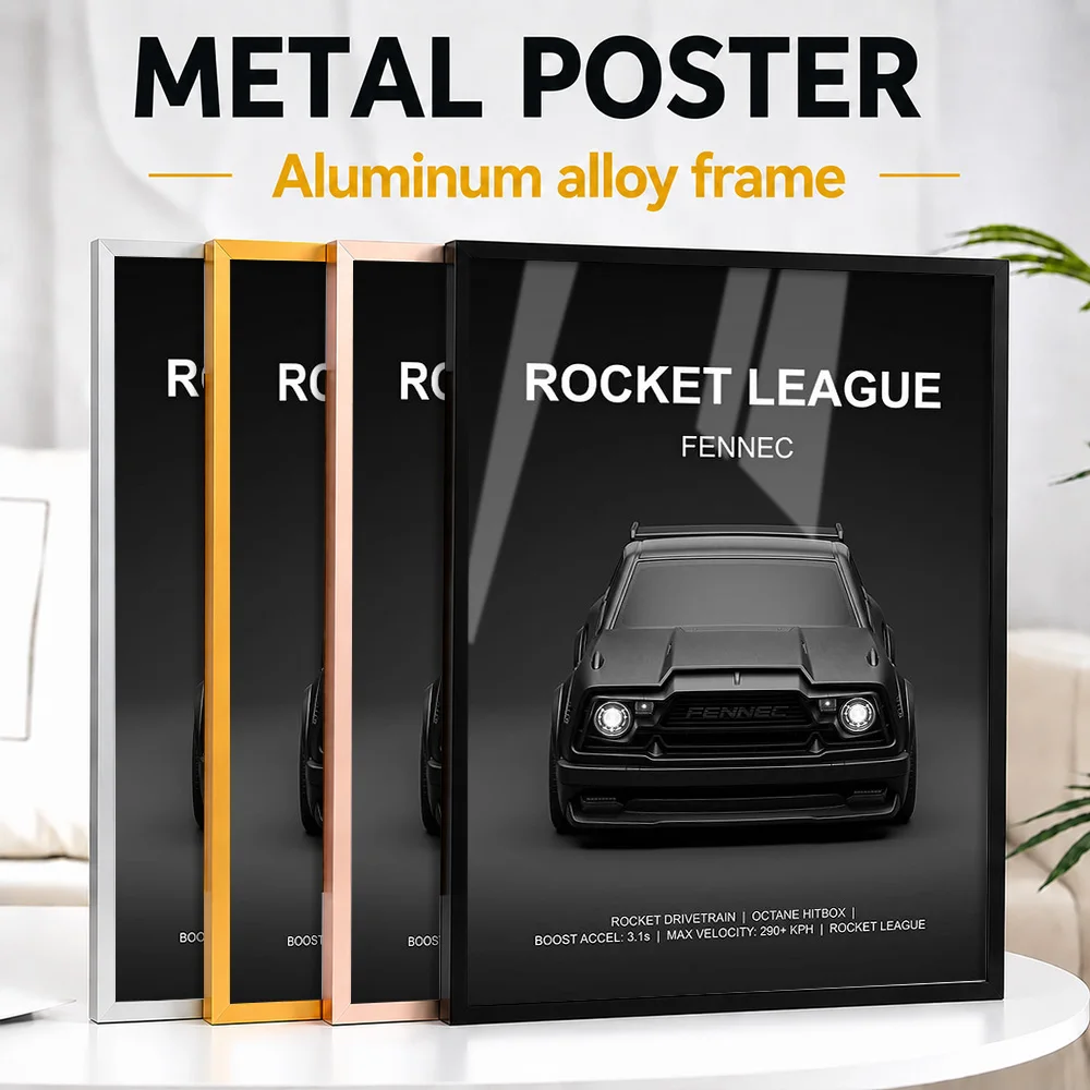 Black Rocket League Fennec Car Framed Metal Print Customized Photo High Speed Arena Style Wall Art For Garage Sci Fi Lover Gift
