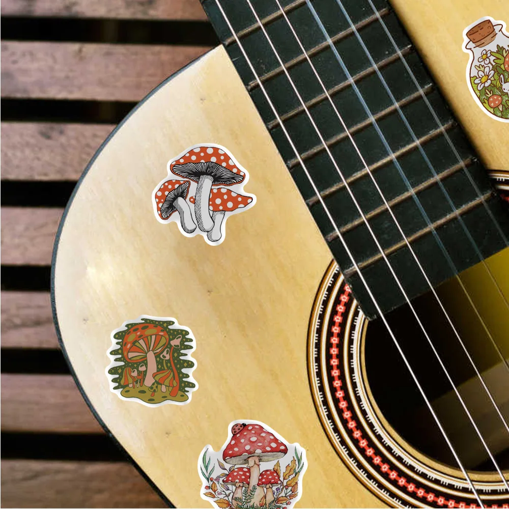 50Pcs Mushroom Stickers Agaric Graffiti Sticker Decal for Laptop Water Bottle Bike Guitar Luggage Skateboard Scrapbooking