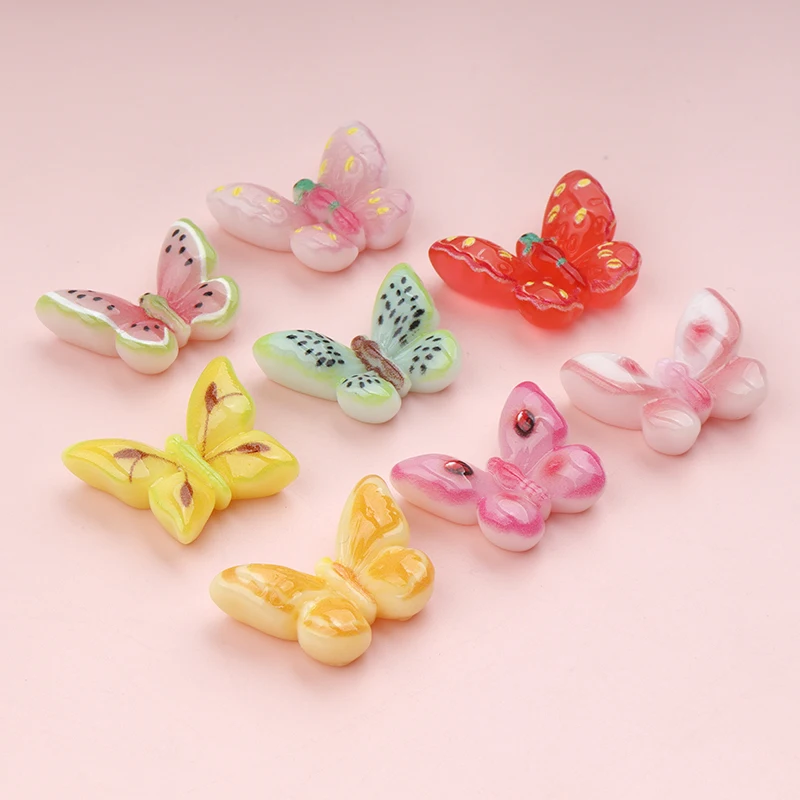 10/100 pièces de papillons artificiels en résine pour accessoires de coiffure, artisanat, fabrication de porte-clés DIY, décoration et scrapbooking