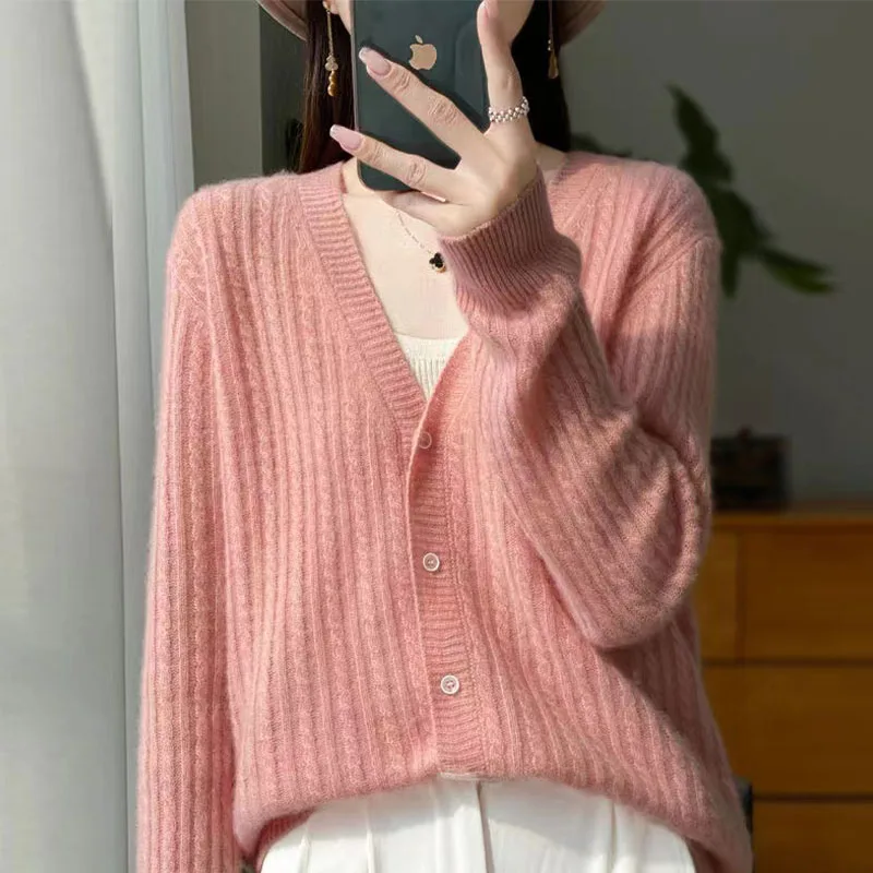 Cashmere Cardigan sweater Women V-Neck Cardigan Sweater Cashmere Soft Cardigan Sweaters Women 2024 Autumn Winter