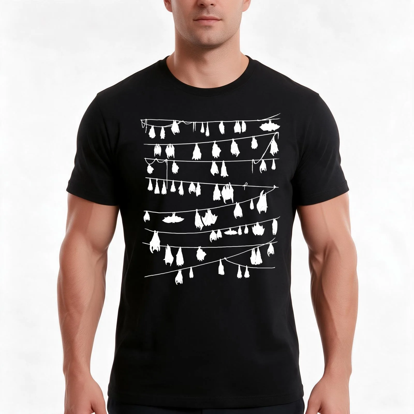 Bats String T-Shirt Summer Casual Cotton Tee Oversized Streetwear Tops Vintage Graphic Print Loose Fit Short Sleeve