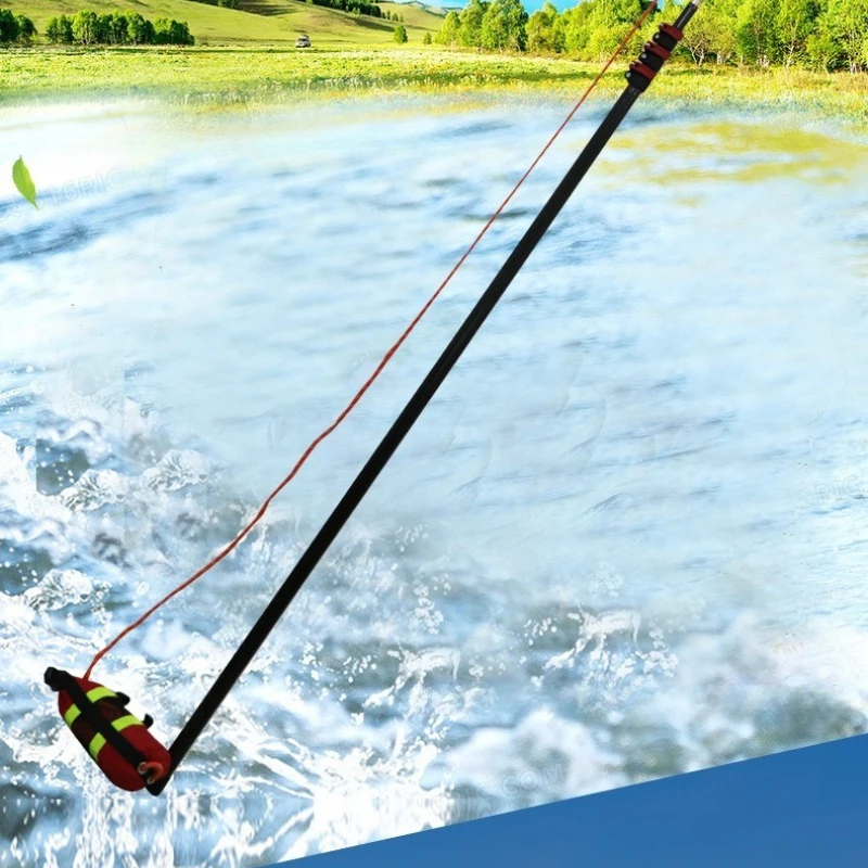 Ice surface rescue telescopic rod, floating lifesaving ring, hook, triangle hook, rope bag