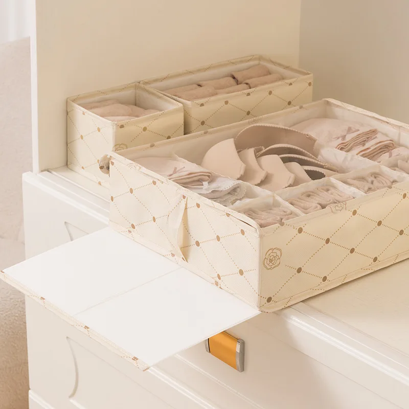 Folded Underwear Organizer Storage Box Panties Socks Storage Boxes with Lid Wardrobe Organizer Cabinet Drawers Separator Box