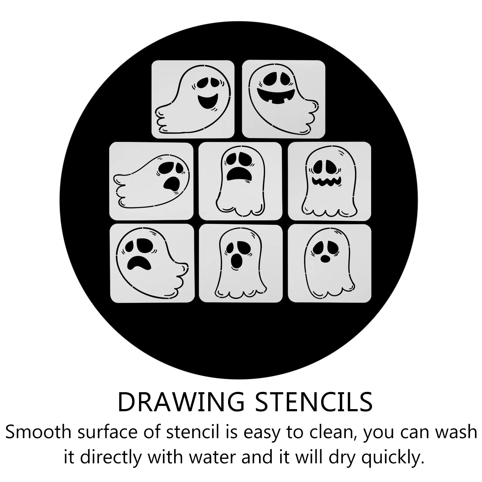 8pcs Halloween Ghost Stencil Templates for DIY Painting, Spraying & Decoration