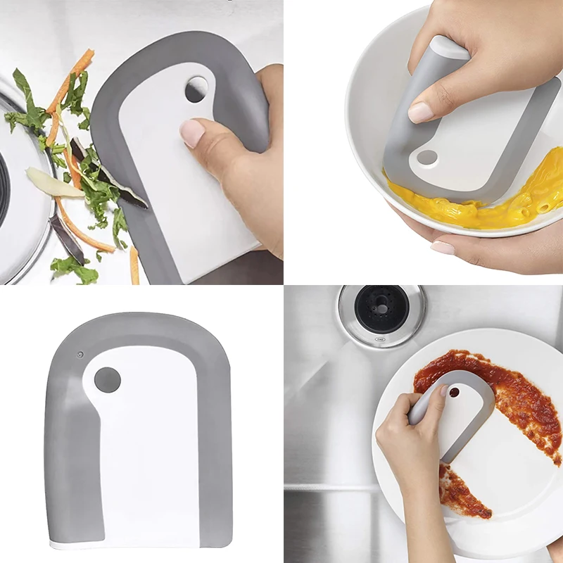 Kitchen Scraper Soft Rubber Scraper Plate Cleaning Tool Integrated Tableware Scraper Cleaning Brush Household Cleaning Tool