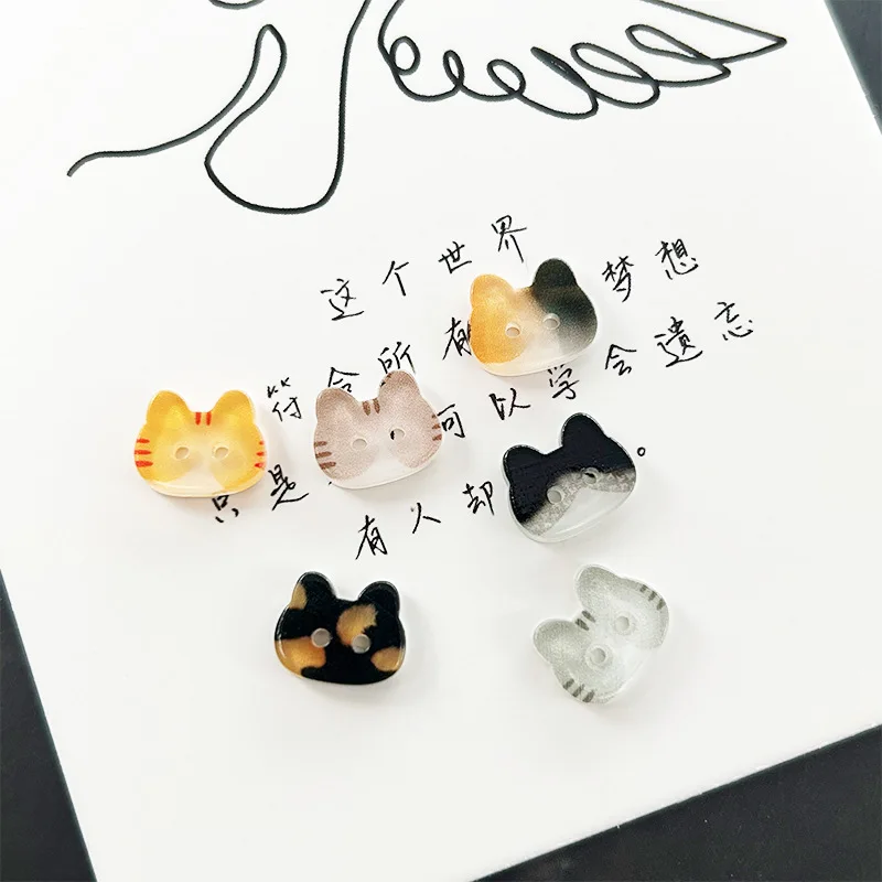 20Pcs Cute Cat Two-eye Buttons 12mm Colourful Cartoon Cat Resin Buttons DIY Kids' Clothes Hats Socks Buttons for Creative Use image 3