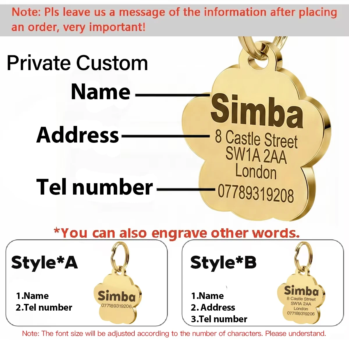 Free Personalized Dog Cat Plate Tags Engraved Puppy Pet ID Name Collar Tag Alloy Paw Glitter Pendant Pets Dogs Accessories