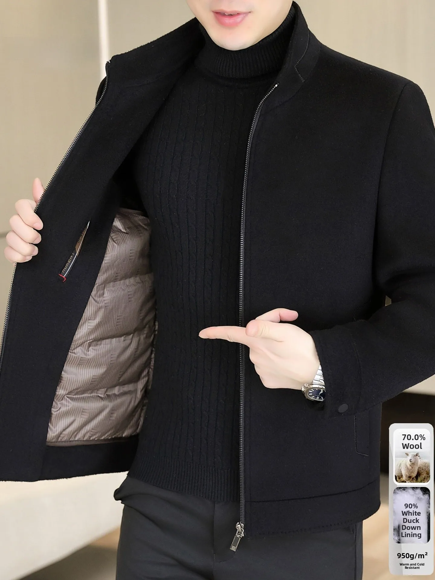 

Pierre Cardin Men's Woolen Jaet Stand Collar ort Casual Warm Autumn Winter New Sle Busin Casual Dad Coat