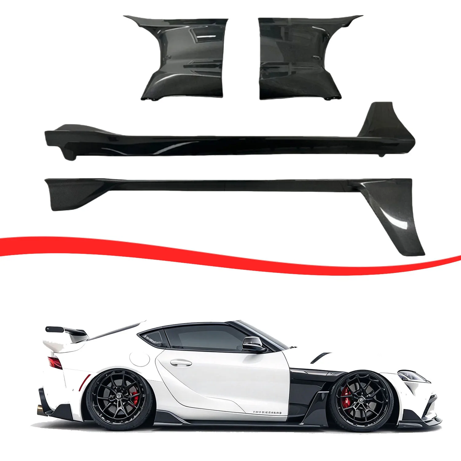Side Bumper Side Skirt Splitter Fender Dry Carbon Fiber For Toyota Supra GR A90 A91 Mk5 2019+