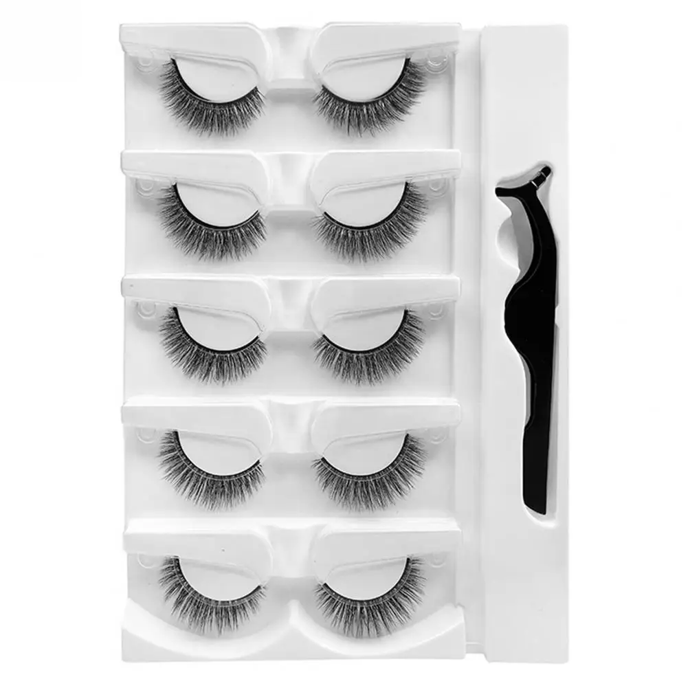 5Pairs/Set False Eyelash Reusable Self-Adhesive Natural Messy Fake Eyelashes Makeup Tool for Girl Eyelashes Extension