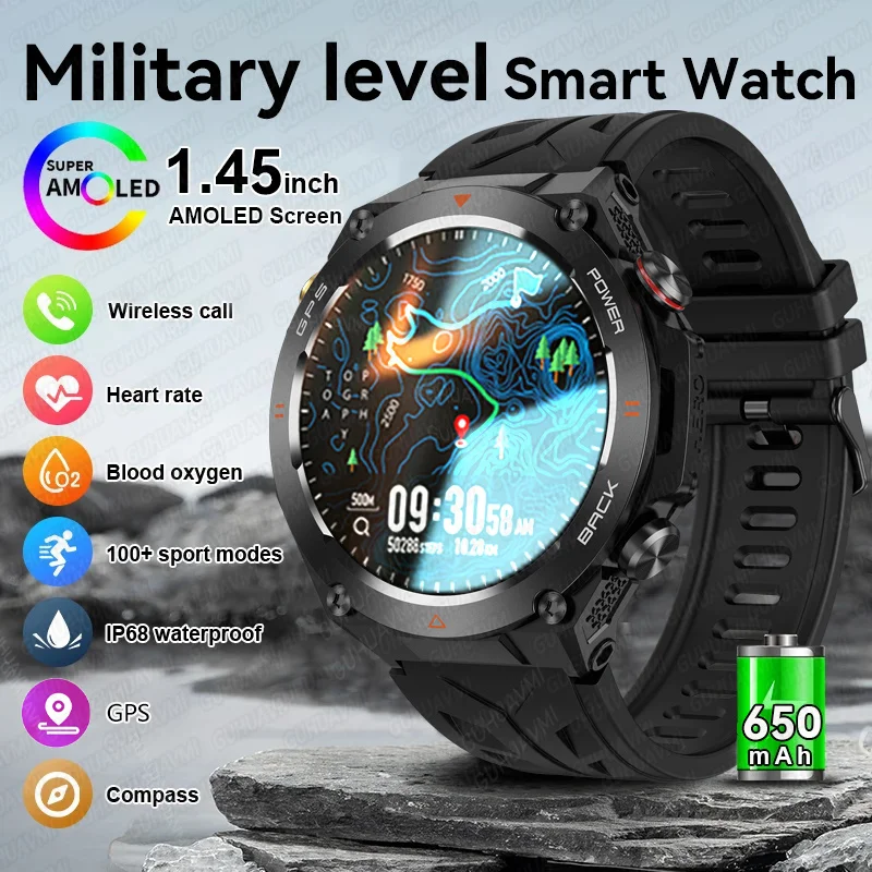 

2024 New GPS Smart Watch 1.45" Ultra HD Display Built-in GPS & Compass Make/Receive Phone Calls 650mAh Battery Smart Braceletes
