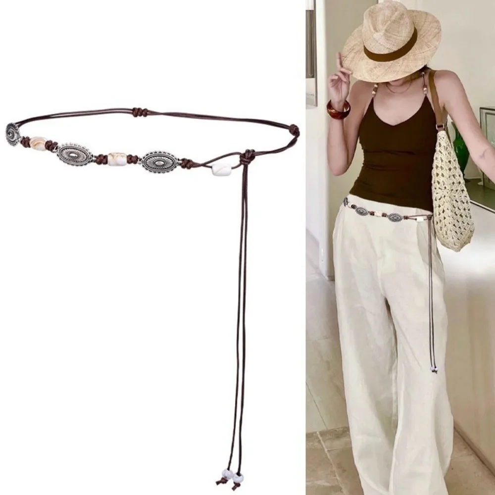New Bohemian Waist Belt Wooden Beads Adjustable Waist Rope Belt Ethnic Decorative Waist Chain Body Jewelry