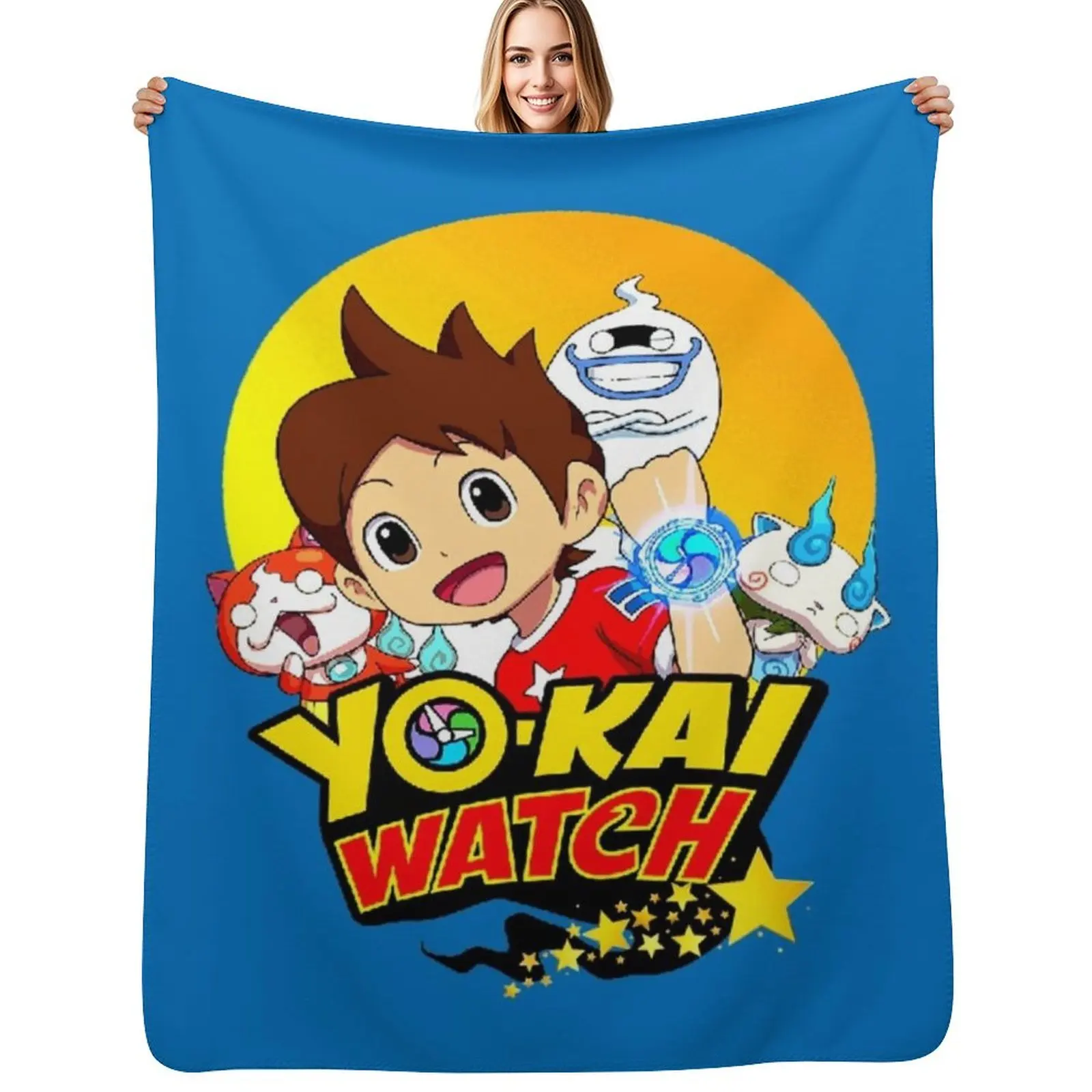 yokai-watch Throw Blanket Flannel Fabric Polar Designers Furry Hair valentine gift ideas Blankets