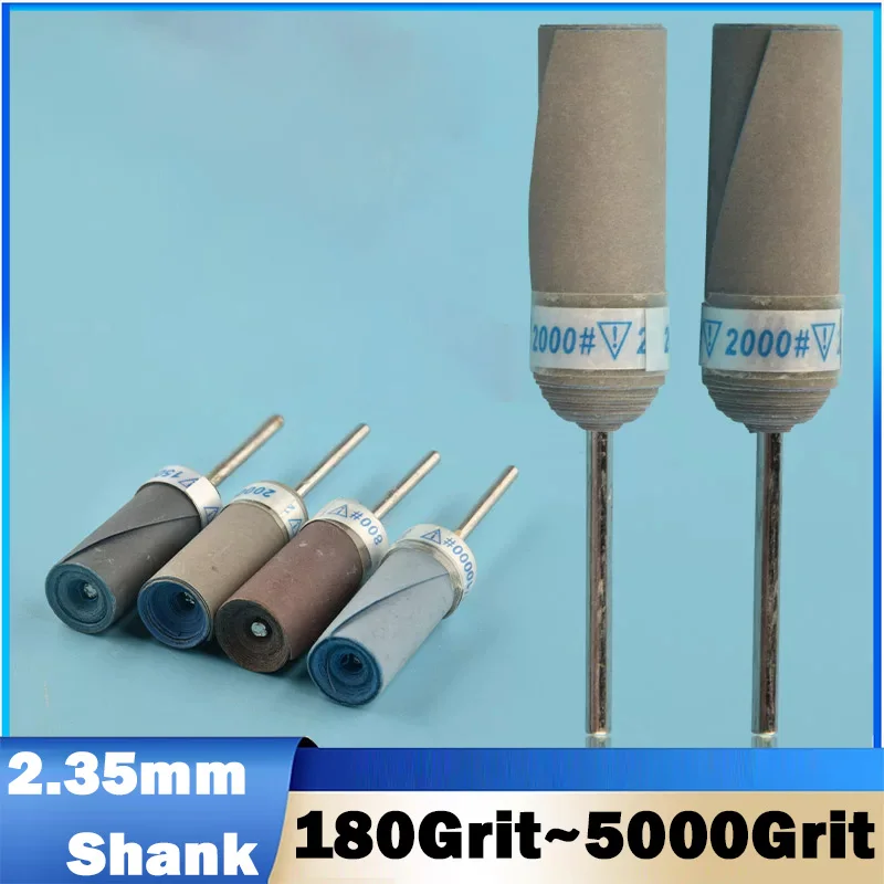 5Pcs 2.35mm Shank Cylinder Sandpaper Rod Sandpaper Grinding Head with Handle for Jewelry Making 180 to 5000 Grit