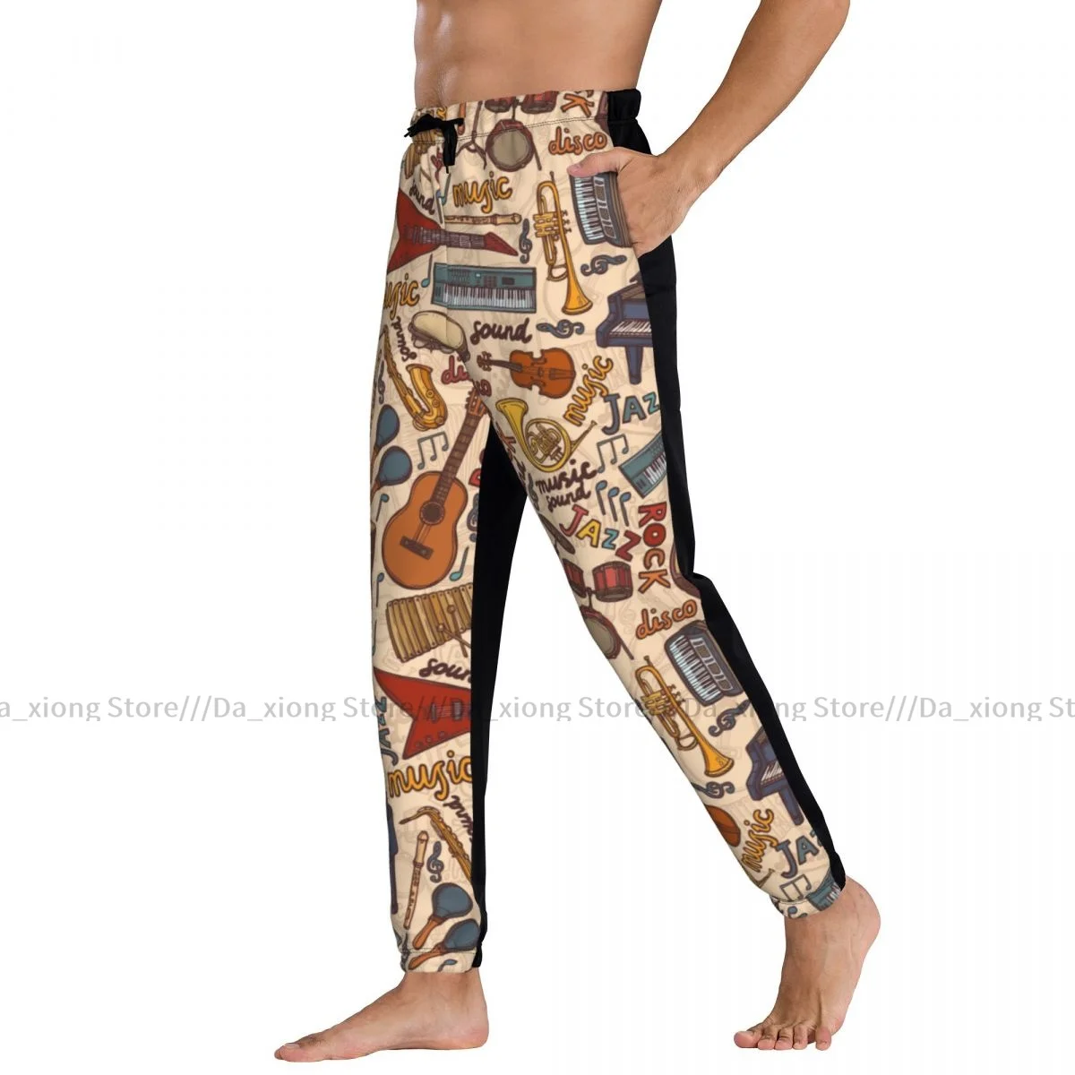 Men Joggers Pants Colorful Musical Instruments Sketch Man Sweatpants Streetwear Casual Mens Pants