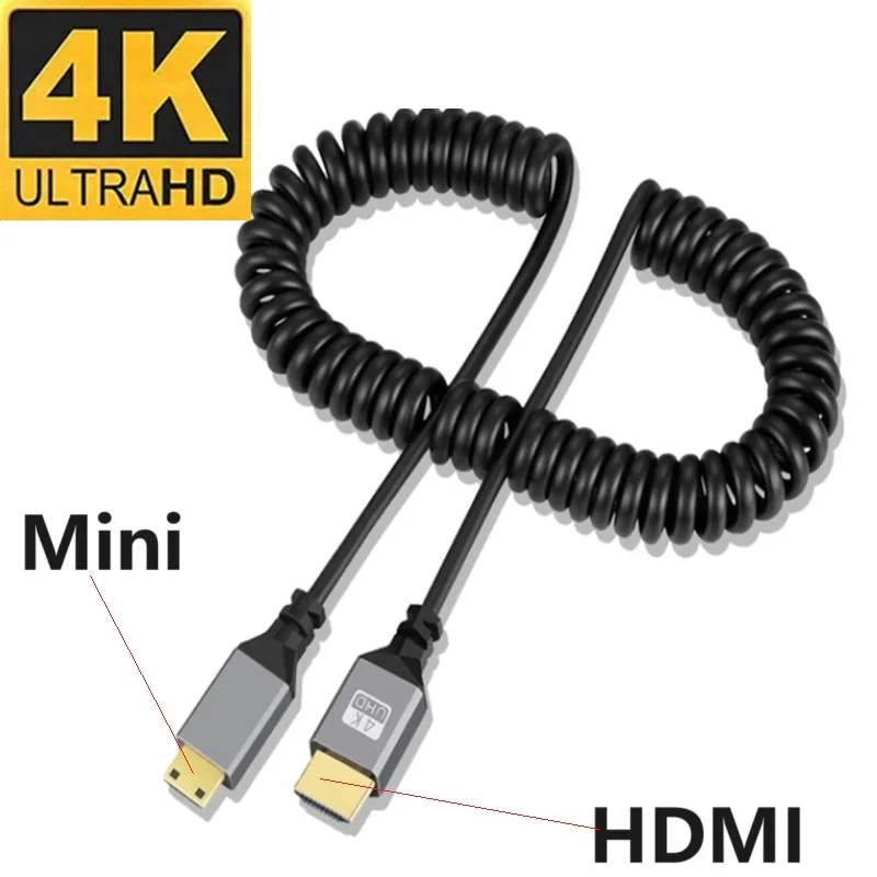 4K @ 60HZ 0.5M-2M Micro HDMI-compatibel NAAR HDMI-verlenging Flexibele spiraalkabel 4k HDTV mini Micro HDMI-kabel voor PC Monitor TV
